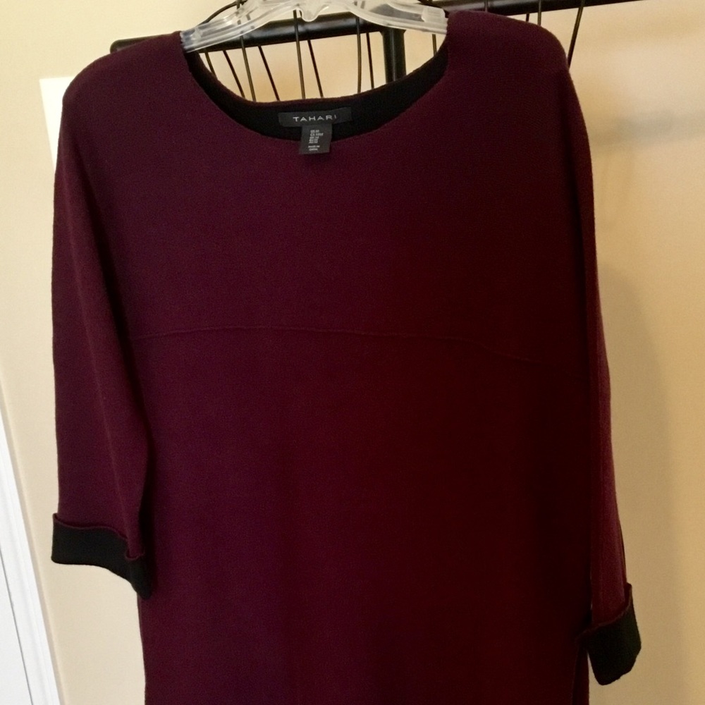 Tahari Burgundy Tunic Sweater. New